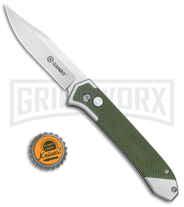 Ganzo Knives G719 Green G-10 Automatic Knife - Clip Point Stonewash 6 Ganzo Knives G719 Green G-10 Automatic Knife - Clip Point Stonewash - Image 4