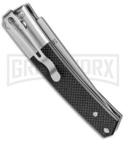 Ganzo Knives G7362-BK Black G-10 Automatic Knife - Flat Grind Stonewash -Best Knifes Shop Ganzo Knives G7362 Black G 10 Auto Flat Grind SW BP 24621 jr side large