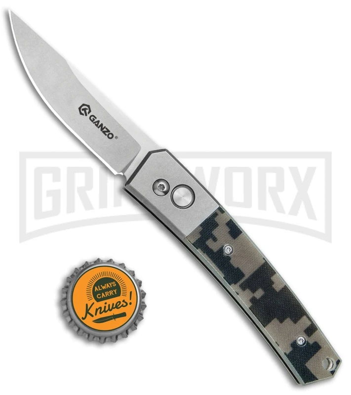 Ganzo Knives G7362-CA Tan Camo G-10 Automatic Knife - Stonewash Plain 6 Ganzo Knives G7362-CA Tan Camo G-10 Automatic Knife - Stonewash Plain - Image 4