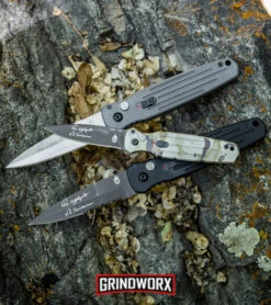 Gerber Covert Gray Automatic Knife - Stonewash Plain -Best Knifes Shop Gerber Auto Covert Automatic Knife S30V Black Serr 30 000137 BHQ 3965 kp rock web large