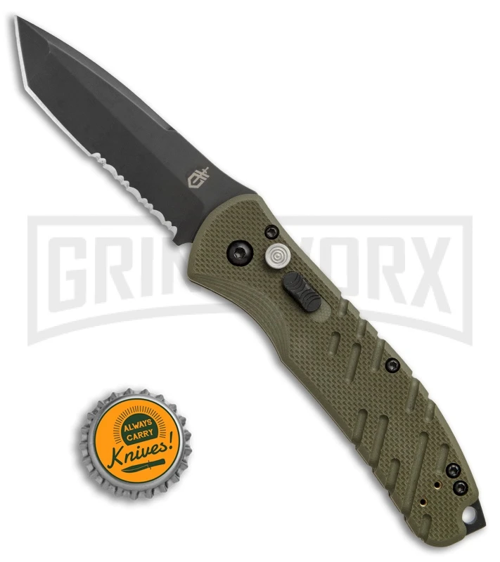 Gerber Propel Downrange OD Green Automatic Knife - Tanto Black Serr 6 Gerber Propel Downrange OD Green Automatic Knife - Tanto Black Serr - Image 4