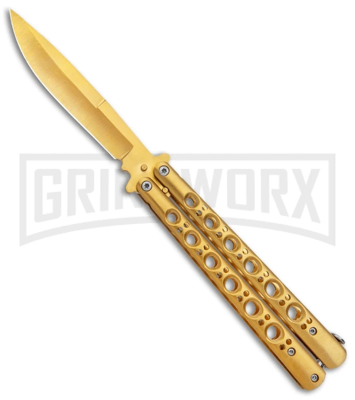 Gold Balisong Butterfly Knife - Gold 3 Gold Balisong Butterfly Knife - Gold