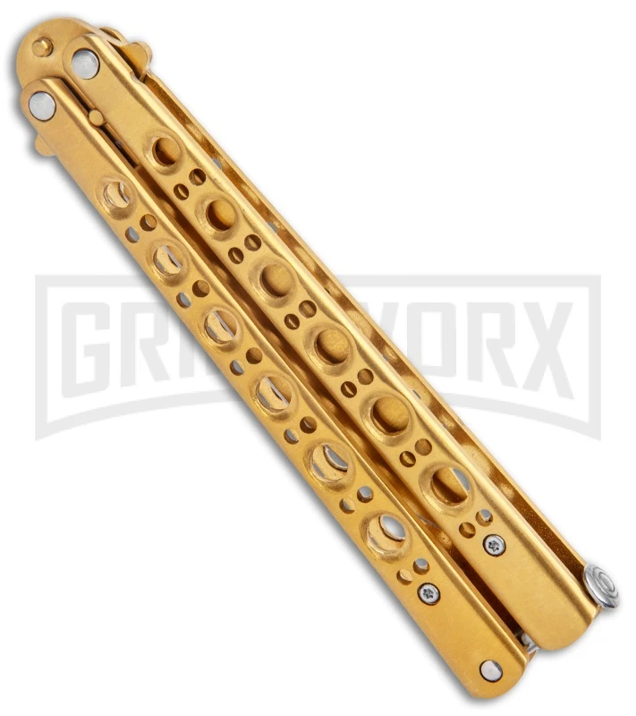 Gold Balisong Butterfly Knife - Gold 5 Gold Balisong Butterfly Knife - Gold - Image 3
