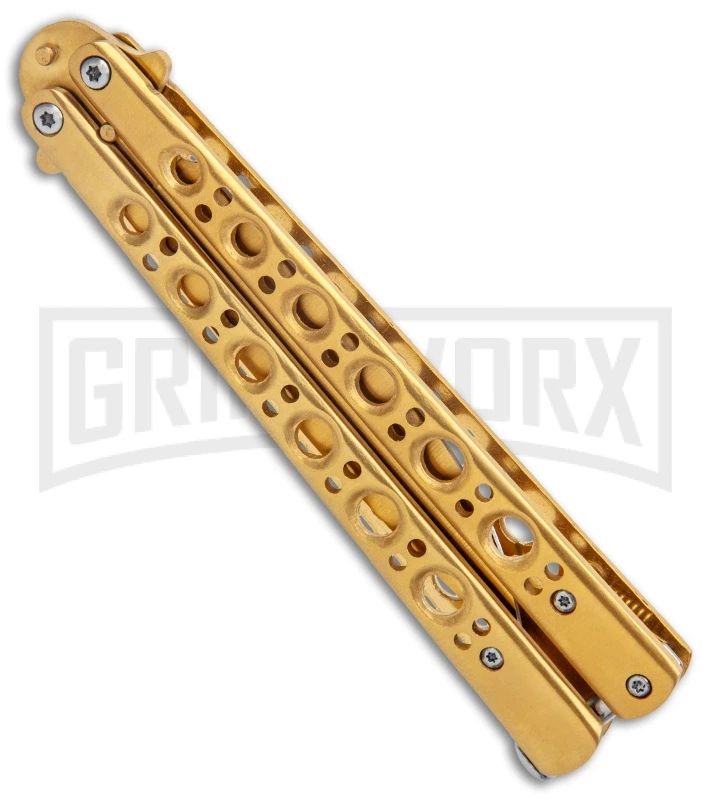 Gold Balisong Butterfly Knife - Gold 4 Gold Balisong Butterfly Knife - Gold - Image 2