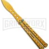 Gold Balisong Trainer Butterfly Knife - Gold Dull 1 Gold Balisong Trainer Butterfly Knife - Gold Dull -Best Knifes Shop Gold Balisong Trainer Butterfly Knife Gold Finish GX 37657 td large