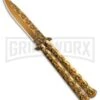 Gold Skull Balisong Butterfly Knife - Gold Plain -Best Knifes Shop Gold Skull Balisong Drop Point Butterfly Knife GX 37608 td large