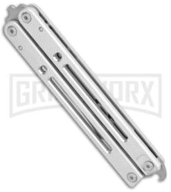 Instaknives Aluminum Balisong Tanto Trainer/Live Blade - Satin Dull/Plain 9 Instaknives Aluminum Balisong Tanto Trainer/Live Blade - Satin Dull/Plain -Best Knifes Shop Instaknives Silver Balisong Tanto Trainer Blade GX 37599 jr side large