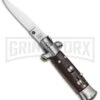 4.5" Italian Mini Stiletto Gonzo Wood Automatic Knife - Clip Point Satin