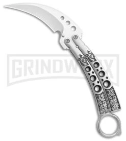 Karambit Tactical Silver Butterfly Knife Limited Edition - Silver