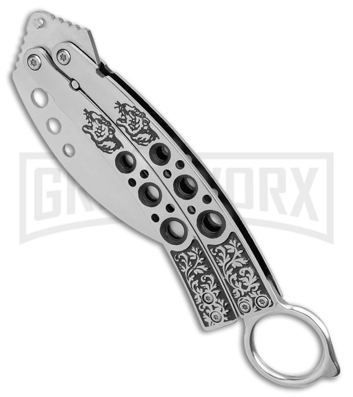 Karambit Tactical Silver Butterfly Knife Limited Edition - Silver 4 Karambit Tactical Silver Butterfly Knife Limited Edition - Silver - Image 2