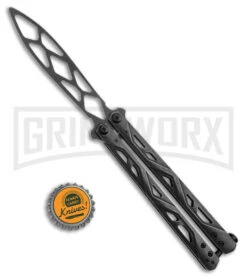 Kershaw Balanza Black Stonewash Steel Butterfly Trainer Knife - Black SW Dull -Best Knifes Shop Kershaw Balanza Knife Black SW BHQ 178512 jr bottlecap large