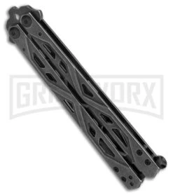 Kershaw Balanza Black Stonewash Steel Butterfly Trainer Knife - Black SW Dull -Best Knifes Shop Kershaw Balanza Knife Black SW BHQ 178512 jr side large