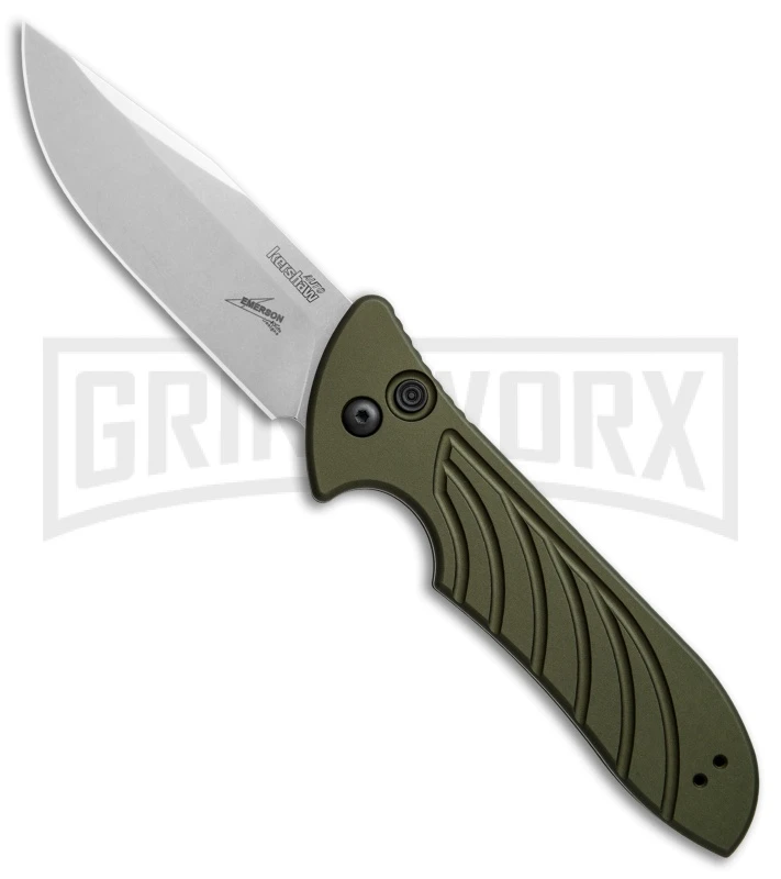 Kershaw Emerson Launch 5 OD Green Automatic Knife - Stonewash Plain 3 Kershaw Emerson Launch 5 OD Green Automatic Knife - Stonewash Plain