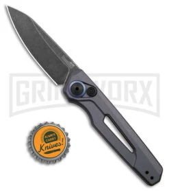 Kershaw Launch 11 Gray Aluminum Automatic Knife - Blackwash Plain -Best Knifes Shop Kershaw Launch 11 Auto Gray Aluminum Blackwash BHQ 178232 jr bottlecap large