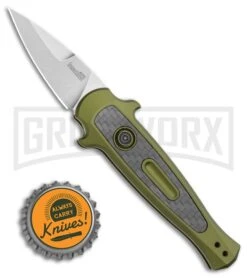 Kershaw Launch 12CA Legal OD Green Automatic Knife - SW Plain -Best Knifes Shop Kershaw Launch 12 CA Legal Stiletto Automatic Knife OD Green 1.9 SW BHQ 117837 LS Bottlecap large