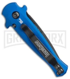 Kershaw Launch 12 Blue Aluminum/CF Mini Stiletto Automatic Knife - Black Plain -Best Knifes Shop Kershaw Launch 12 Mini Stiletto Automatic Knife Blue 2.5 Black 7125BLUBLK BHQ 117960 LS Side large