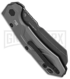 Kershaw Launch 14 Automatic Knife Cleaver Gray Aluminum - Black Stonewash Plain -Best Knifes Shop Kershaw Launch 14 Auto Cleaver BlackWash 7850 BHQ 139777 jr side large