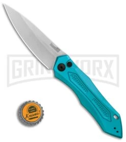 Kershaw Launch 6 Teal Automatic Knife - Stonewash Plain -Best Knifes Shop Kershaw Launch 6 Teal SW BHQ 89520 er bottlecap large
