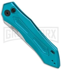 Kershaw Launch 6 Teal Automatic Knife - Stonewash Plain -Best Knifes Shop Kershaw Launch 6 Teal SW BHQ 89520 er spine large