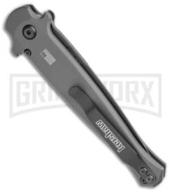 Kershaw Launch 8 Stiletto Automatic Knife Gray/CF (3.5" Black) -Best Knifes Shop Kershaw Launch 8 Stiletto Auto Gray CF Black BHQ 111461 jr side large