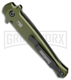 Kershaw Launch 8 Stiletto Automatic Knife Green/CF (3.5" Black) -Best Knifes Shop Kershaw Launch 8 Stiletto Auto Green CF Black KER7150OLBLK BHQ 109602 jr side large