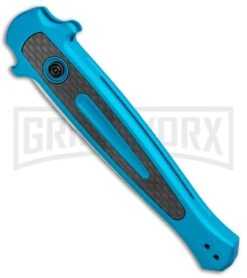 Kershaw Launch 8 Stiletto Automatic Knife Teal/CF (3.5" Stonewash) -Best Knifes Shop Kershaw Launch 8 Stiletto Auto Teal CF SW KER7150TEALSW BHQ 105834 jr spine large