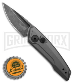 Kershaw Launch 9 Gray Aluminum Automatic Knife - Black SW Plain -Best Knifes Shop Kershaw launch 9 AK Drop Point Gray Aluminum 2in BSW BHQ 177025 td size large