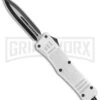 Large Atomic Defender White Automatic Dagger Knife - Two-Tone Plain -Best Knifes Shop Large Atomic White Auto Dagger TT GX 38632 jr large