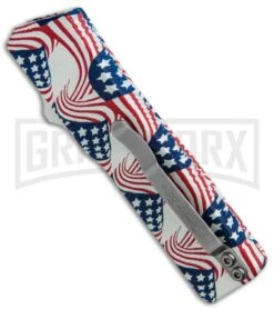 Lightning American Flag D/A OTF Automatic Knife - Satin Plain 8 Lightning American Flag D/A OTF Automatic Knife - Satin Plain -Best Knifes Shop Lightning American Flag DA OTF Auto Satin GX 33330 jr side large