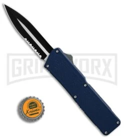 Lightning Blue D/A OTF Automatic Knife - Dagger Two-Tone Serr 4TH18 -Best Knifes Shop Lightning Blue DA Dagger Two Tone Serr BP 30343 er bottlecap large
