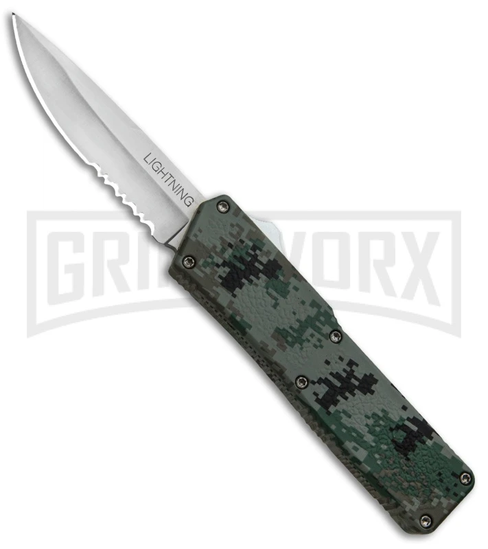 Lightning Digi Camo D/A OTF Automatic Knife - Satin Serr 3 Lightning Digi Camo D/A OTF Automatic Knife - Satin Serr