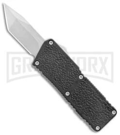Lightning Fireball Black D/A OTF Automatic Knife - Tanto Satin Plain