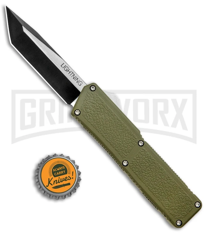 Lightning OD Green D/A OTF Automatic Knife - Tanto Two Tone 6 Lightning OD Green D/A OTF Automatic Knife - Tanto Two Tone - Image 4