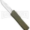 Lightning OD Green D/A OTF Automatic Knife - Clip Point Satin -Best Knifes Shop Lightning OD Green DA OTF Auto CP Satin GX 33419 jr large