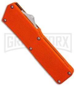 Lightning Orange D/A OTF Automatic Knife - Two-Tone Serr -Best Knifes Shop Lightning Orange DA Two Tone Serr BP 30328 er spine large