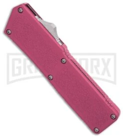 Lightning Pink D/A OTF Automatic Knife - Two-Tone Serr -Best Knifes Shop Lightning Pink DA OTF Auto TT Serr GX 31868 spine large