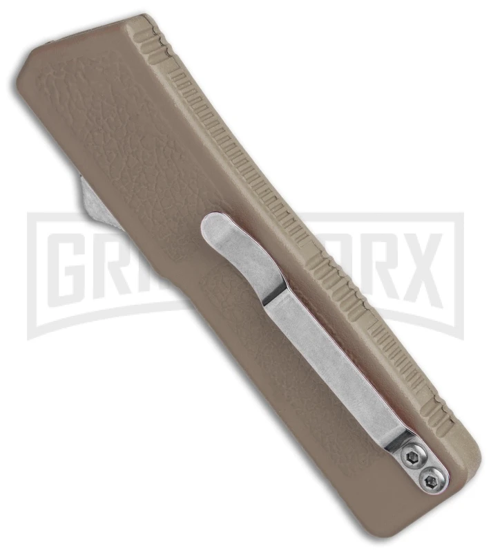 Lightning Tan D/A OTF Automatic Knife - Two-Tone Serr 5 Lightning Tan D/A OTF Automatic Knife - Two-Tone Serr - Image 3