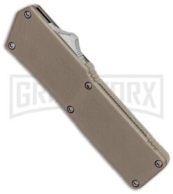 Lightning Tan D/A OTF Automatic Knife - Two-Tone Serr 7 Lightning Tan D/A OTF Automatic Knife - Two-Tone Serr -Best Knifes Shop Lightning Tan DA OTF Auto TT Serr GX 31873 jr spine large