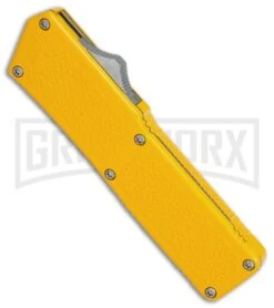 Lightning Yellow D/A OTF Automatic Knife - Black Dagger Serr -Best Knifes Shop Lightning Yellow DA Black Dagger serr BP 27474 er spine large