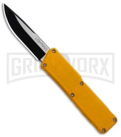 Lightning Yellow D/A OTF Automatic Knife - Two-Tone Plain