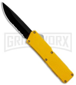 Lightning Yellow D/A OTF Automatic Knife - Black Serr