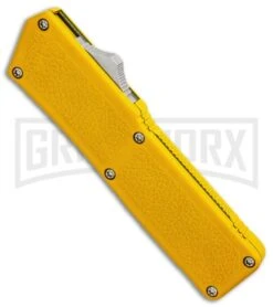 Lightning Yellow D/A OTF Automatic Knife - Two-Tone Serr -Best Knifes Shop Lightning Yellow DA Two Tone Serr BP 30350 er spine large