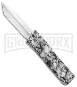 Lightning White Zombie D/A OTF Automatic Knife - Tanto Satin Plain