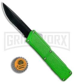 Lightning Zombie Edition Green D/A OTF Automatic Knife - Black Serr -Best Knifes Shop Lightning Zombie Edition Green DA black serr BP 26231 er bottlecap large
