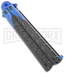 M-Tech Snake Eye Balisong Butterfly Trainer - Black / Blue -Best Knifes Shop M Tech Snake Eye Balisong Butterfly Trainer Black Blue BUTT PK 1157BL GX 36724 jr side large