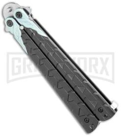 M-Tech Snake Eye Balisong Butterfly Trainer - Black / Satin -Best Knifes Shop M Tech Snake Eye Balisong Butterfly Trainer Black Satin BUTT PK 1157S GX 36722 jr side large
