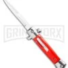 Mago 9" Red Bayonet Italian Stiletto OTF Automatic - Satin Plain Silver Bolster -Best Knifes Shop Mago 9 Red Bayonet Italian Stiletto OTF Automatic Satin Plain Silver Bolster GX 36408 LS jr large