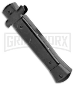 Mago 9" Black Marble Italian Stiletto OTF Automatic Knife - Satin Plain 9 Mago 9" Black Marble Italian Stiletto OTF Automatic Knife - Satin Plain -Best Knifes Shop Mago 9in Black Marble Italian Stiletto OTF Black Bolsters Bayo Satin GX 33929 jr side large