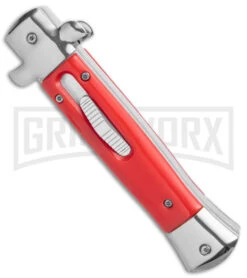 Mago 9" Red Italian Stiletto OTF Automatic - Dagger Satin Plain W/o Clip 7 Mago 9" Red Italian Stiletto OTF Automatic - Dagger Satin Plain W/o Clip -Best Knifes Shop Mago 9in Red Stiletto OTF Auto Dagger Satin GX 38916 jr spine large
