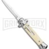 Mago 9" Sim Ivory Italian Stiletto OTF Auto Knife Satin Bolsters - Satin Bayonet -Best Knifes Shop Mago 9in Sim Ivory Italian Stiletto OTF Auto Satin Bolsters Satin Bayo GX 37326 jr large